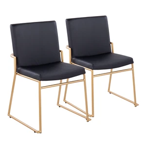 Dining Chair in Steel and Faux Leather Set, Black, Seating for Dining Dining Chair in Steel and Faux Leather Set, Black, Seating for Dining