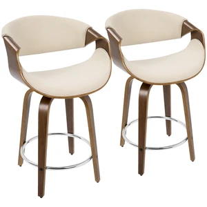 24 Inch Mid Century Fixed Height Counter Stool with Swivel in and Cream Fabric Set, Seating for Dining 24 Inch Mid Century Fixed Height Counter Stool with Swivel in and Cream Fabric Set, Seating for Dining