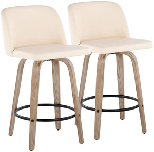 26 Inch Mid Century Fixed Height Counter Stool with Swivel in Washed and Faux Leather with Round Black Metal Footrest 26 Inch Mid Century Fixed Height Counter Stool with Swivel in Washed and Faux Leather with Round Black Metal Footrest