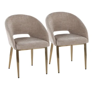Chair in Gold Metal and Brown Fabric, Light Brown, Metal and Velvet, Seating for Dining Chair in Gold Metal and Brown Fabric, Light Brown, Metal and Velvet, Seating for Dining