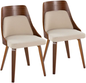 Mid-Century Dining Accent Chair in and Cream Fabric Set, Seating for Dining Mid-Century Dining Accent Chair in and Cream Fabric Set, Seating for Dining