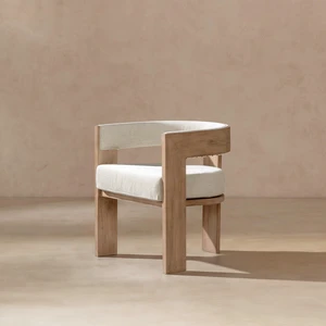 Upholstered Reclaimed Dining Arm Chair, Soft Flax Chenille, Light Beige, Chenille, Seating for Dining Upholstered Reclaimed Dining Arm Chair, Soft Flax Chenille, Light Beige, Chenille, Seating for Dining