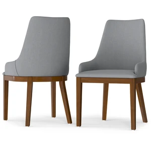Dining Chair Set 2 in Linen Fabric, Grey, Wood and Fabric, Seating for Dining Dining Chair Set 2 in Linen Fabric, Grey, Wood and Fabric, Seating for Dining