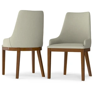 Dining Chair Set 2 in Linen Fabric, Brown, Wood and Fabric, Seating for Dining Dining Chair Set 2 in Linen Fabric, Brown, Wood and Fabric, Seating for Dining
