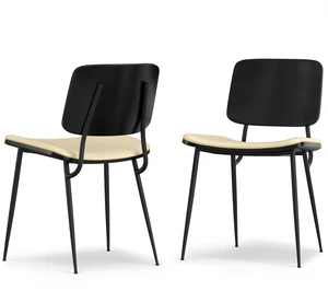 Dining Chair Set 2 in Vegan Faux Leather, Off White, Seating for Dining Dining Chair Set 2 in Vegan Faux Leather, Off White, Seating for Dining