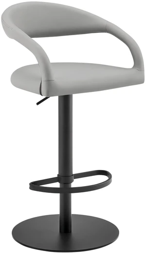 Swivel Metal Adjustable Height Barstool with Faux Leather Seat, Light Gray, Seating for Dining Swivel Metal Adjustable Height Barstool with Faux Leather Seat, Light Gray, Seating for Dining