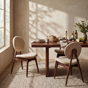 Indoor Dining Chair Set, Beige Brown, Wood and Fabric, Seating for Dining Indoor Dining Chair Set, Beige Brown, Wood and Fabric, Seating for Dining