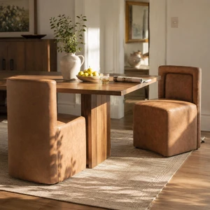 Set Upholstered Dining Chairs, Fully Assembled 400 LBS Capacity, Camel, Plywood and PU, Seating for Dining Set Upholstered Dining Chairs, Fully Assembled 400 LBS Capacity, Camel, Plywood and PU, Seating for Dining