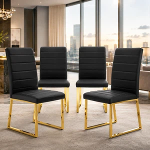 Pack Heavy Duty Chairs Set Inchthick Cushion, Iron Frame for Colors Value, Black Gold, Metal and PU, Seating for Dining Pack Heavy Duty Chairs Set Inchthick Cushion, Iron Frame for Colors Value, Black Gold, Metal and PU, Seating for Dining