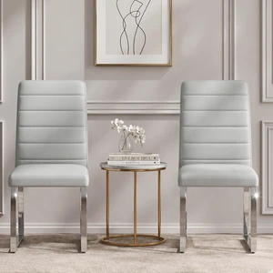 Pack Dining Chairs with High Density Foam, Iron Legs Electroplate Spray Paint Multiple Colors Easy Assembly, Grey Pack Dining Chairs with High Density Foam, Iron Legs Electroplate Spray Paint Multiple Colors Easy Assembly, Grey