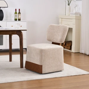 Linen Upholstered Armless Dining Chair with Casters, Beige, Seating for Dining Linen Upholstered Armless Dining Chair with Casters, Beige, Seating for Dining