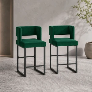 Velvet Bar Chair Set Stable and Black Metal Legs Smooth Design Lines and Appearance Suitable for Placement in Bars Velvet Bar Chair Set Stable and Black Metal Legs Smooth Design Lines and Appearance Suitable for Placement in Bars