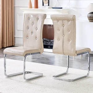 Set, Retro Alligator Skin Upholstered Dining Chairs with Crystal Buckle Design and Faux Leather Design Touch Elegance Set, Retro Alligator Skin Upholstered Dining Chairs with Crystal Buckle Design and Faux Leather Design Touch Elegance