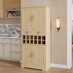 70.9 Inch Tall Wine Storage Cabinet, Removable 12 Bottle Wine Rack Spacious Drawers 4 Door Shelves Adjustable Shelves 70.9 Inch Tall Wine Storage Cabinet, Removable 12 Bottle Wine Rack Spacious Drawers 4 Door Shelves Adjustable Shelves