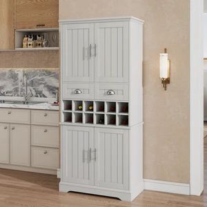 70.9 Inch Tall Wine Storage Cabinet, Removable 12 Bottle Wine Rack Spacious Drawers 4 Door Shelves Adjustable Shelves 70.9 Inch Tall Wine Storage Cabinet, Removable 12 Bottle Wine Rack Spacious Drawers 4 Door Shelves Adjustable Shelves