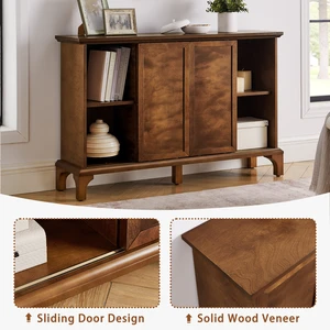47.6 Inch Sideboard Buffet Cabinet with Storage, Fluted Sideboard with Sliding Doors and Solid Feet TV Media Console 47.6 Inch Sideboard Buffet Cabinet with Storage, Fluted Sideboard with Sliding Doors and Solid Feet TV Media Console