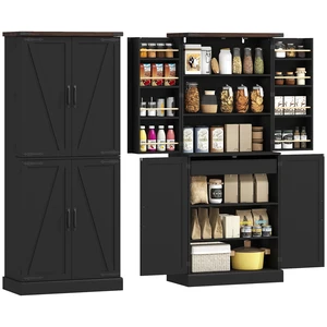 72 Inch Tall Kitchen Pantry Cabinet, Storage Cabinet with 8 Door Racks and Drawer Freestanding Food Pantry 72 Inch Tall Kitchen Pantry Cabinet, Storage Cabinet with 8 Door Racks and Drawer Freestanding Food Pantry