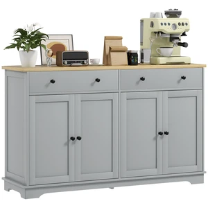 Sideboard Buffet Cabinet with Solid Countertop, Kitchen Storage Cabinet Coffee Bar with 2 Drawers Doors and Adjustable Sideboard Buffet Cabinet with Solid Countertop, Kitchen Storage Cabinet Coffee Bar with 2 Drawers Doors and Adjustable
