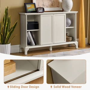 47.6 Inch Sideboard Buffet Cabinet with Storage, Fluted Sideboard with Sliding Doors and Solid Feet TV Media Console 47.6 Inch Sideboard Buffet Cabinet with Storage, Fluted Sideboard with Sliding Doors and Solid Feet TV Media Console
