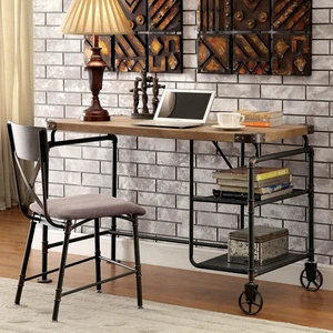 1 pc Desk Open Shelves Caster Accent Black Finish Furniture, Antique Black, Metal, Desks Work Surfaces 1 pc Desk Open Shelves Caster Accent Black Finish Furniture, Antique Black, Metal, Desks Work Surfaces