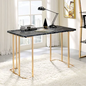1 pc Desk Faux Marble Top Metal Frame USB Port and Black Finish Furniture, Gold Black, Faux Marble and Steel, Desks 1 pc Desk Faux Marble Top Metal Frame USB Port and Black Finish Furniture, Gold Black, Faux Marble and Steel, Desks