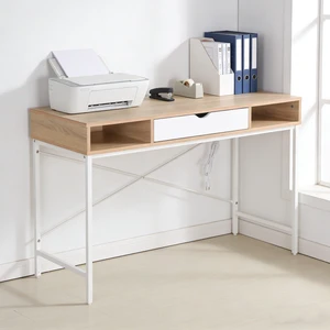 Writing Desk with Power Outlet, Large Computer Desk Laptop Workstation with Drawer USB Ports Charging Station, White Writing Desk with Power Outlet, Large Computer Desk Laptop Workstation with Drawer USB Ports Charging Station, White