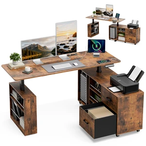 63 Inch l Shaped Electric Standing Desk with Drawers, Power Outlet and Storage Height Adjustable Corner Desk 63 Inch l Shaped Electric Standing Desk with Drawers, Power Outlet and Storage Height Adjustable Corner Desk