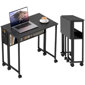 Small Folding Desk, Rolling Computer Desk Foldable with Storage Bag and Shelf 31.5 Inch Portable Writing Table Wheels Small Folding Desk, Rolling Computer Desk Foldable with Storage Bag and Shelf 31.5 Inch Portable Writing Table Wheels