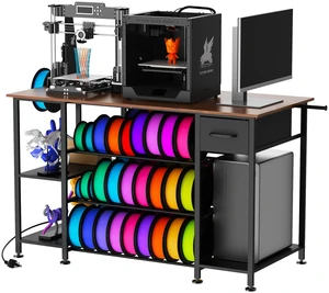 Large Printer Table with Charging Station, 4 Tier Printer Stand with Filament Storage and Drawer Filament Rack Heavy Large Printer Table with Charging Station, 4 Tier Printer Stand with Filament Storage and Drawer Filament Rack Heavy