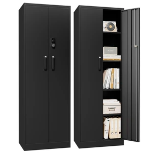 Lockable Metal Storage Cabinet with Digital Keypad, 71 Inch Tall Steel Utility Cabinet with Adjustable Shelves 150 LBS Lockable Metal Storage Cabinet with Digital Keypad, 71 Inch Tall Steel Utility Cabinet with Adjustable Shelves 150 LBS