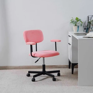 Low Back Velvet Computer Chair, Ergonomic Adjustable Swivel Small Armless Desk Chair, Pink, Wood and Metal Low Back Velvet Computer Chair, Ergonomic Adjustable Swivel Small Armless Desk Chair, Pink, Wood and Metal