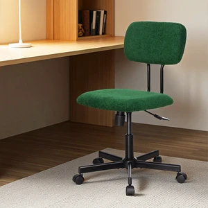 Low Back Velvet Computer Chair, Ergonomic Adjustable Swivel Small Armless Desk Chair, Green, Wood and Metal Low Back Velvet Computer Chair, Ergonomic Adjustable Swivel Small Armless Desk Chair, Green, Wood and Metal