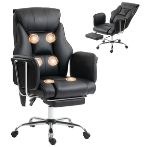 Massage Chair with Point Vibration, 155° Recline and Retractable Footrest Leather Executive Computer Desk Chair Massage Chair with Point Vibration, 155° Recline and Retractable Footrest Leather Executive Computer Desk Chair