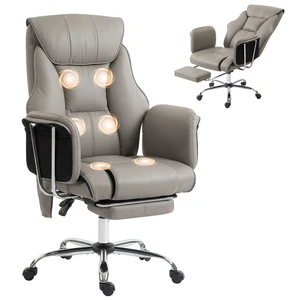 Massage Chair with Point Vibration, 155° Recline and Retractable Footrest Leather Executive Computer Desk Chair Massage Chair with Point Vibration, 155° Recline and Retractable Footrest Leather Executive Computer Desk Chair