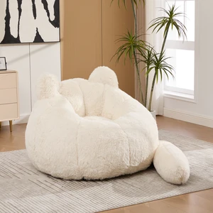 41.7 Inch Single Sofa, Faux Fur Large Bean Bag Cat Shaped with Tail Pillow Fluffy Beanbag Accent Floor Chair 41.7 Inch Single Sofa, Faux Fur Large Bean Bag Cat Shaped with Tail Pillow Fluffy Beanbag Accent Floor Chair