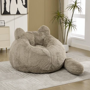 41.7 Inch Single Sofa, Faux Fur Large Bean Bag Cat Shaped with Tail Pillow Fluffy Beanbag Accent Floor Chair 41.7 Inch Single Sofa, Faux Fur Large Bean Bag Cat Shaped with Tail Pillow Fluffy Beanbag Accent Floor Chair
