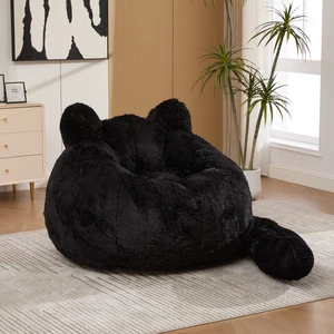 41.7 Inch Single Sofa, Faux Fur Large Bean Bag Cat Shaped with Tail Pillow Fluffy Beanbag Accent Floor Chair 41.7 Inch Single Sofa, Faux Fur Large Bean Bag Cat Shaped with Tail Pillow Fluffy Beanbag Accent Floor Chair
