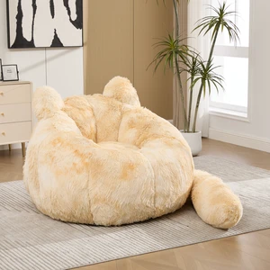 41.7 Inch Single Sofa, Faux Fur Large Bean Bag Cat Shaped with Tail Pillow Fluffy Beanbag Accent Floor Chair 41.7 Inch Single Sofa, Faux Fur Large Bean Bag Cat Shaped with Tail Pillow Fluffy Beanbag Accent Floor Chair