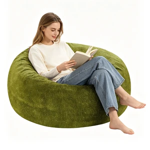 Sky Bean Bag Chair, Fabric with Lurex Shiny Thread Faux Fur Memory Foam Filling Round Sofa for Living College, Green Sky Bean Bag Chair, Fabric with Lurex Shiny Thread Faux Fur Memory Foam Filling Round Sofa for Living College, Green