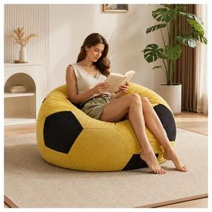 Small Soccer Shaped Bean Bag Chair, Color Stitching Large Size Beanbag Seat Relax Lazy Sofa for Living Reading Nook Small Soccer Shaped Bean Bag Chair, Color Stitching Large Size Beanbag Seat Relax Lazy Sofa for Living Reading Nook