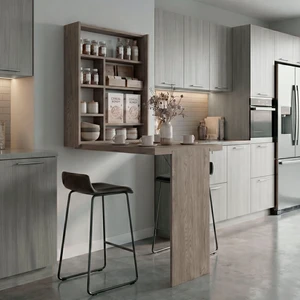 Wall-Mounted Bar Cabinet with Fold Down Table, Dark Oak, Particle Board Wall-Mounted Bar Cabinet with Fold Down Table, Dark Oak, Particle Board