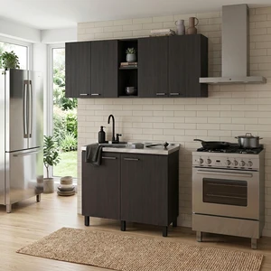 39.3 Inch Manufactured 2 Piece Utility Sink Cabinet Set with Storage, Wall Cabinet and Base Wenge, Particle Board 39.3 Inch Manufactured 2 Piece Utility Sink Cabinet Set with Storage, Wall Cabinet and Base Wenge, Particle Board