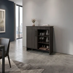 Dago Sideboard Storage Cabinet with 2 Doors, Interior Shelves Accent Buffet Cabinet for Dining, Dark Oak, Particle Board Dago Sideboard Storage Cabinet with 2 Doors, Interior Shelves Accent Buffet Cabinet for Dining, Dark Oak, Particle Board