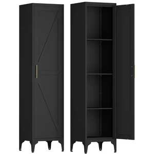 65 Inch Tall Narrow Metal Pantry Cabinet, 14.6 Inch 13.77 1 Door Storage Organizer with Adjustable Shelves 65 Inch Tall Narrow Metal Pantry Cabinet, 14.6 Inch 13.77 1 Door Storage Organizer with Adjustable Shelves