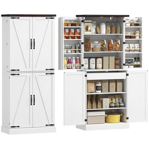 72 Inch Tall Kitchen Pantry Cabinet, Storage Cabinet with 8 Door Racks and Drawer Freestanding Food Pantry 72 Inch Tall Kitchen Pantry Cabinet, Storage Cabinet with 8 Door Racks and Drawer Freestanding Food Pantry