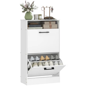Shoe Cabinet with Flip Drawers and Open Shelf, Narrow Shoe Storage Cabinet with Adjustable Dividers Entryway Storage Shoe Cabinet with Flip Drawers and Open Shelf, Narrow Shoe Storage Cabinet with Adjustable Dividers Entryway Storage
