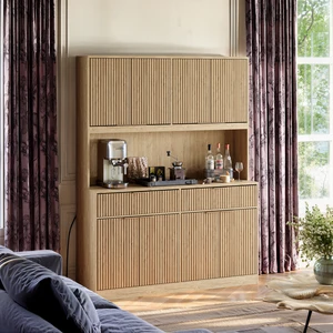 71 Inch Tall Kitchen Pantry Cabinet with Power Outlet, Hollow Open Countertop Functional Storage Hutch Cabinet 71 Inch Tall Kitchen Pantry Cabinet with Power Outlet, Hollow Open Countertop Functional Storage Hutch Cabinet