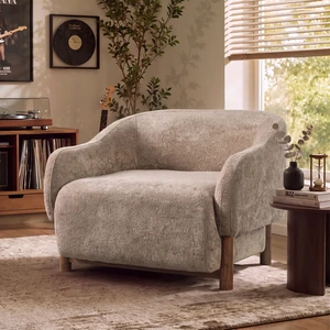 Accent Chair Chenille Upholstered Armchair with Recessed Arms and Tight Back Rubberwood Legs Single Seating for Living Accent Chair Chenille Upholstered Armchair with Recessed Arms and Tight Back Rubberwood Legs Single Seating for Living