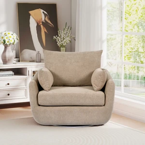 Rotatable Sherpa Fleece Single Chair Equipped with Tone Adjustable Base LED Strip Lights, Camel, Chairs Accent Seating Rotatable Sherpa Fleece Single Chair Equipped with Tone Adjustable Base LED Strip Lights, Camel, Chairs Accent Seating
