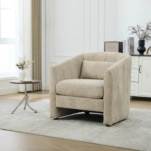 31.3 Inch Tufted Pumpkin Shape Accent Chair, Upholstered Reading Chair Chenille Armchair for Living Guestroom Wheat 31.3 Inch Tufted Pumpkin Shape Accent Chair, Upholstered Reading Chair Chenille Armchair for Living Guestroom Wheat